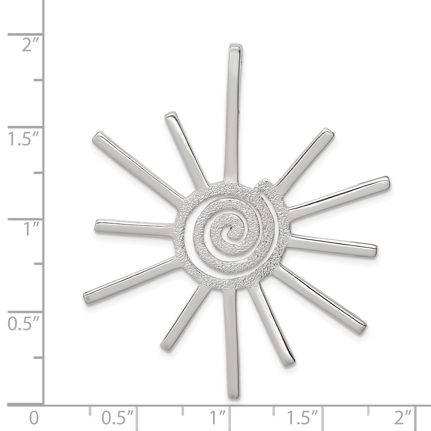 Sterling Silver Fancy Sun Pendant Charm Jewelry 52mm x 45mm
