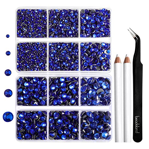 The Crafts Outlet 144pc Rhinestones Round 10mm - Flatback Royal Blue RBL