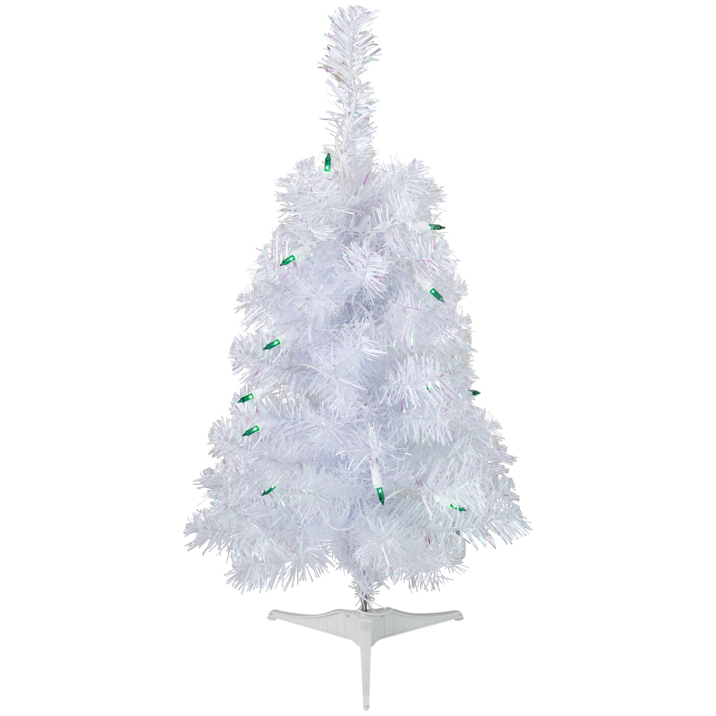 2' Pre-Lit Slim White Artificial Christmas Tree - Green Lights