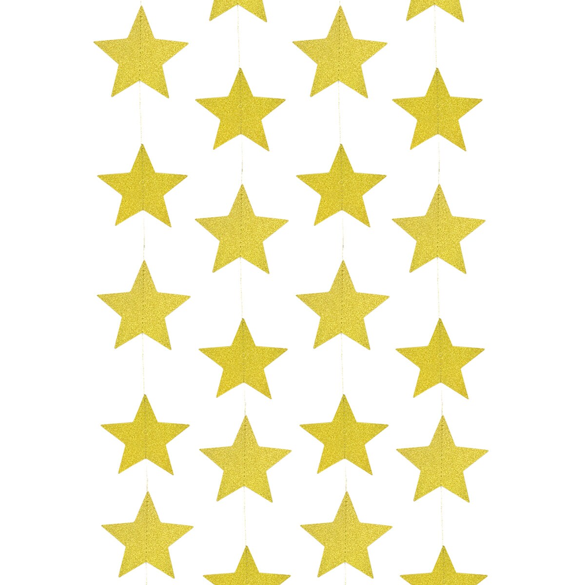 Wrapables 13ft Paper Star Garland Party Decorations (Set of 2), Gold Shimmer