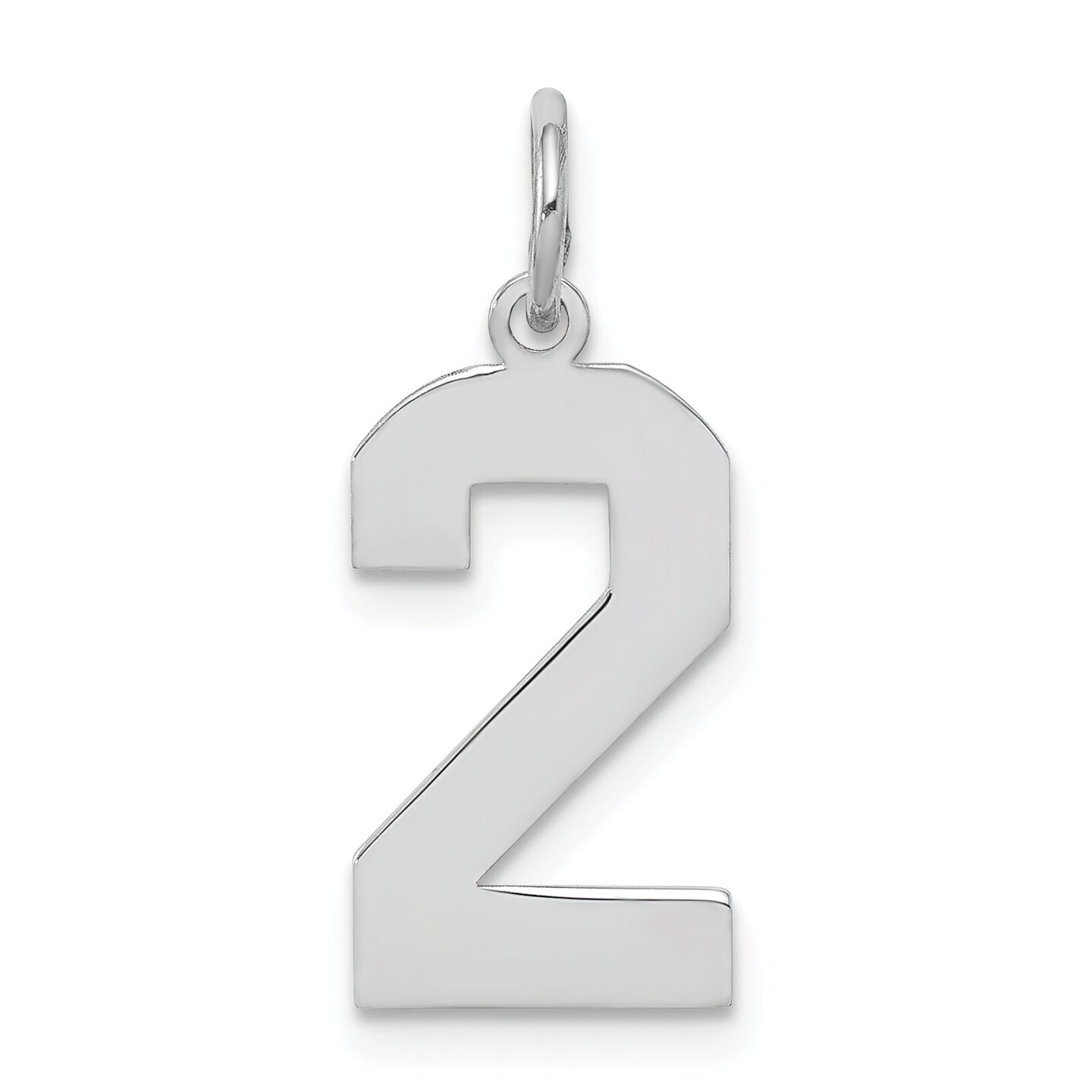 Sterling Silver Medium Polished Number 2 Charm Pendant Jewerly 21mm x 8mm