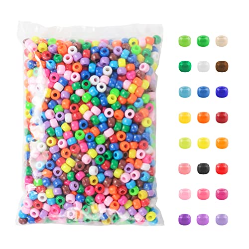 100 Pcs Glow in the Dark Pony Beads for Jewelry Making, 8 X 6mm Plastic  Barrel Beads, UV Color Changing, Assorted Colors, Large 3.5mm Hole 