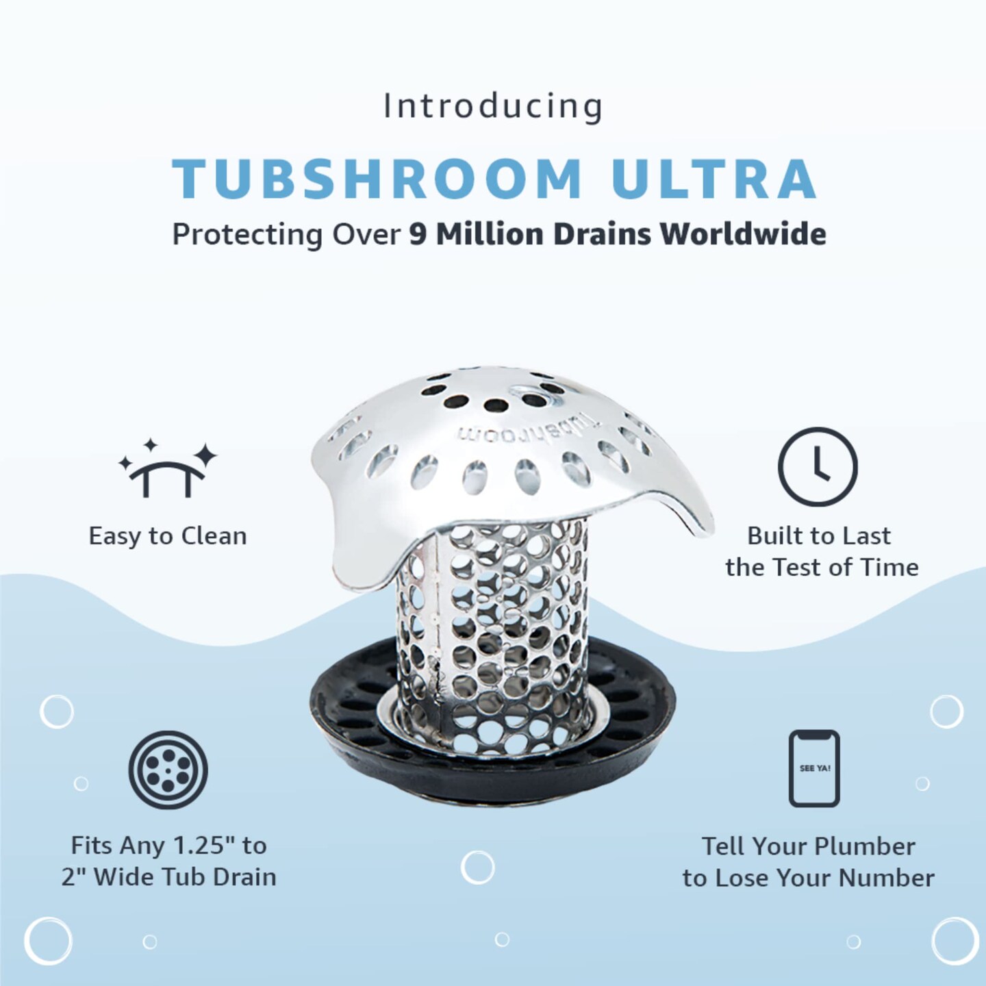 Ultra Revolutionary Bath Tub Drain Protector Hair Catcher/Strainer/Snare, Stainless Steel, Stainless Combo