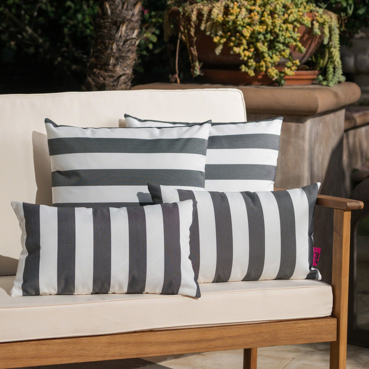 La Jolla Outdoor Water Resistant Square and Rectangular Throw Pillows - Set  of 4 Brown/White, 1 unit - Ralphs