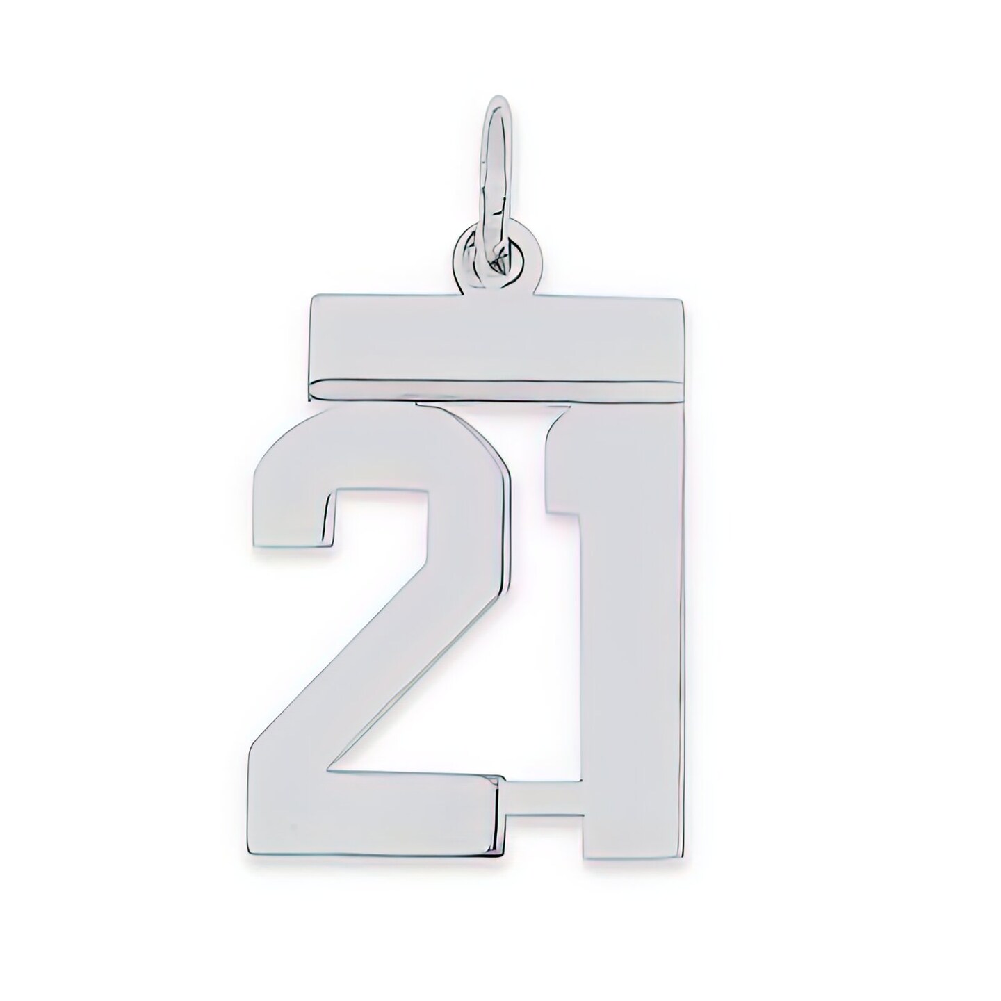 Sterling Silver Small Polished Number 21 Charm Pendant Jewerly 20mm x 8mm