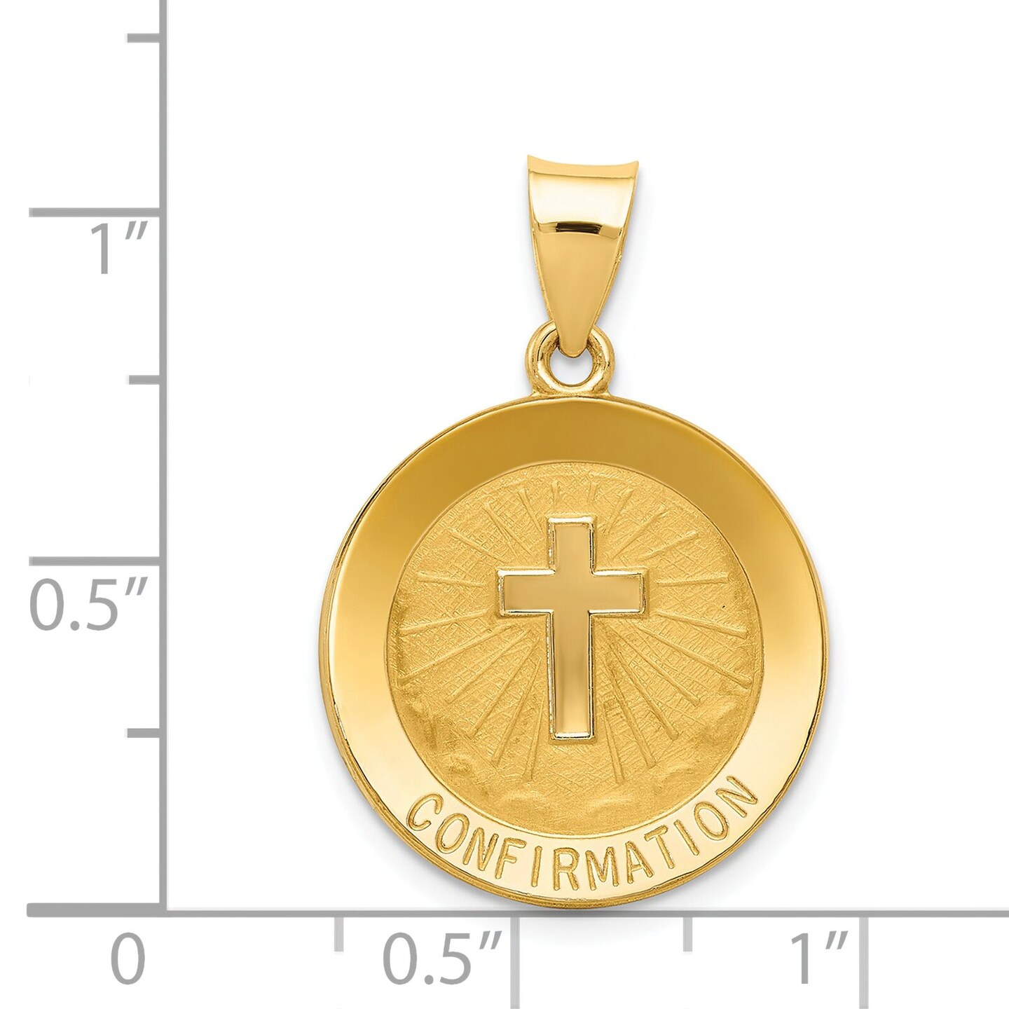 14K Gold Confirmation Medal Charm Religious Pendant Jewerly 27mm x 19mm