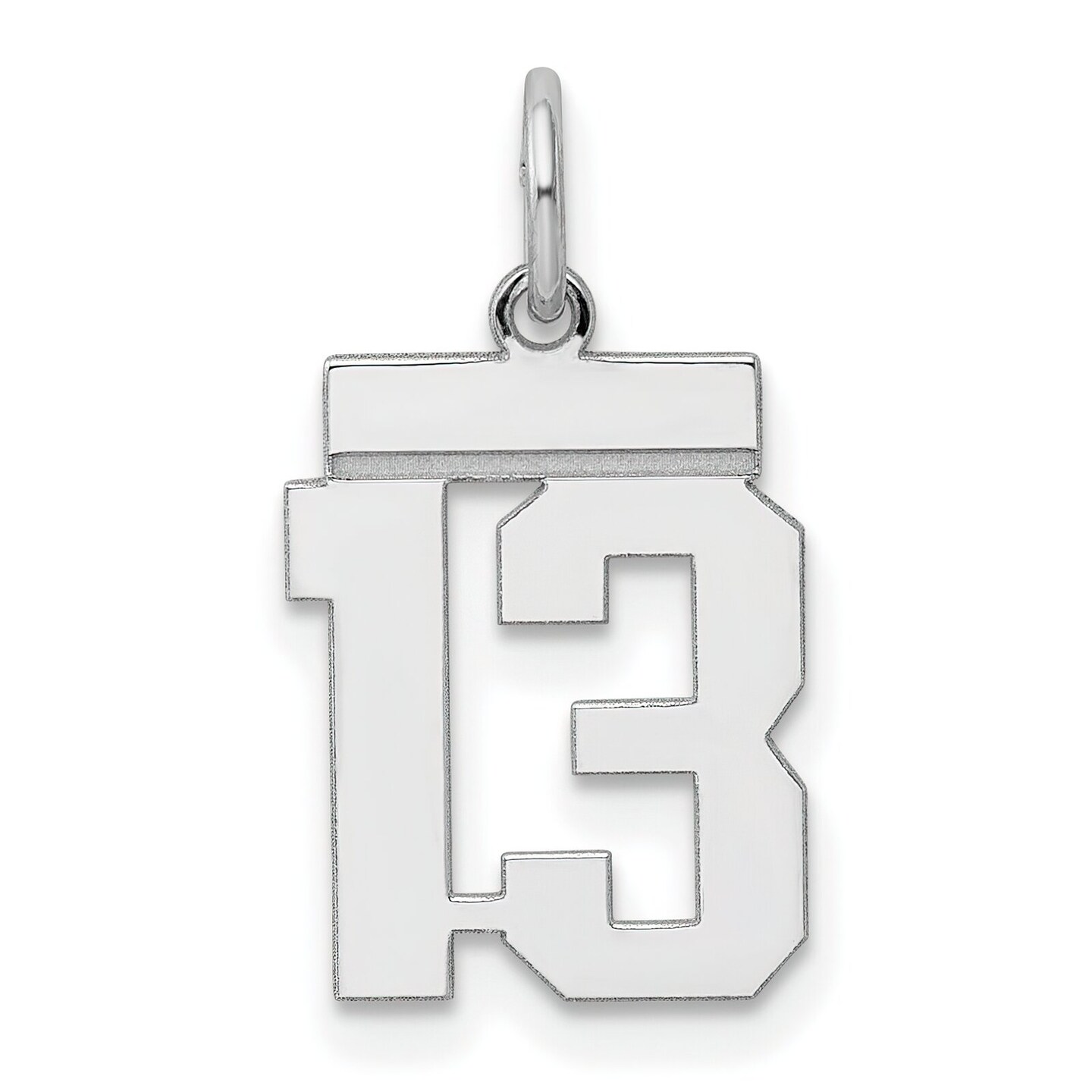 Sterling Silver Small Polished Number 13 Charm Pendant Jewerly 20mm x 8mm