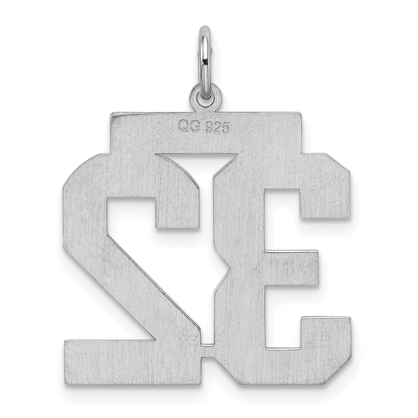 Sterling Silver Large Satin Number 32 Charm Pendant Jewerly 25mm x 21mm