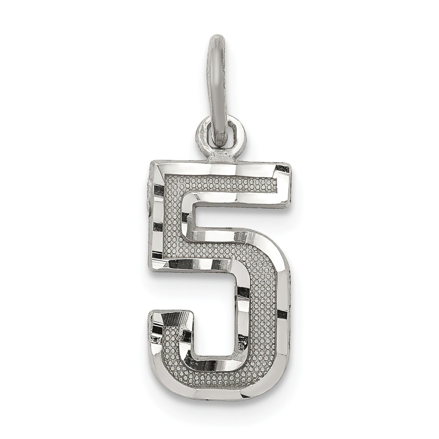 Sterling Silver Small #5 Charm Number Pendant Jewelry 20mm x 7mm