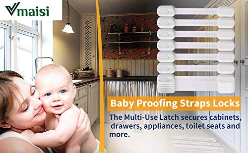 Vmaisi Baby Proofing Cabinet Locks - Childproofing Adjustable Multi Use  Straps Latches for Drawers, Fridge, Dishwasher, Toilet Seat, Cupboard,  Closet