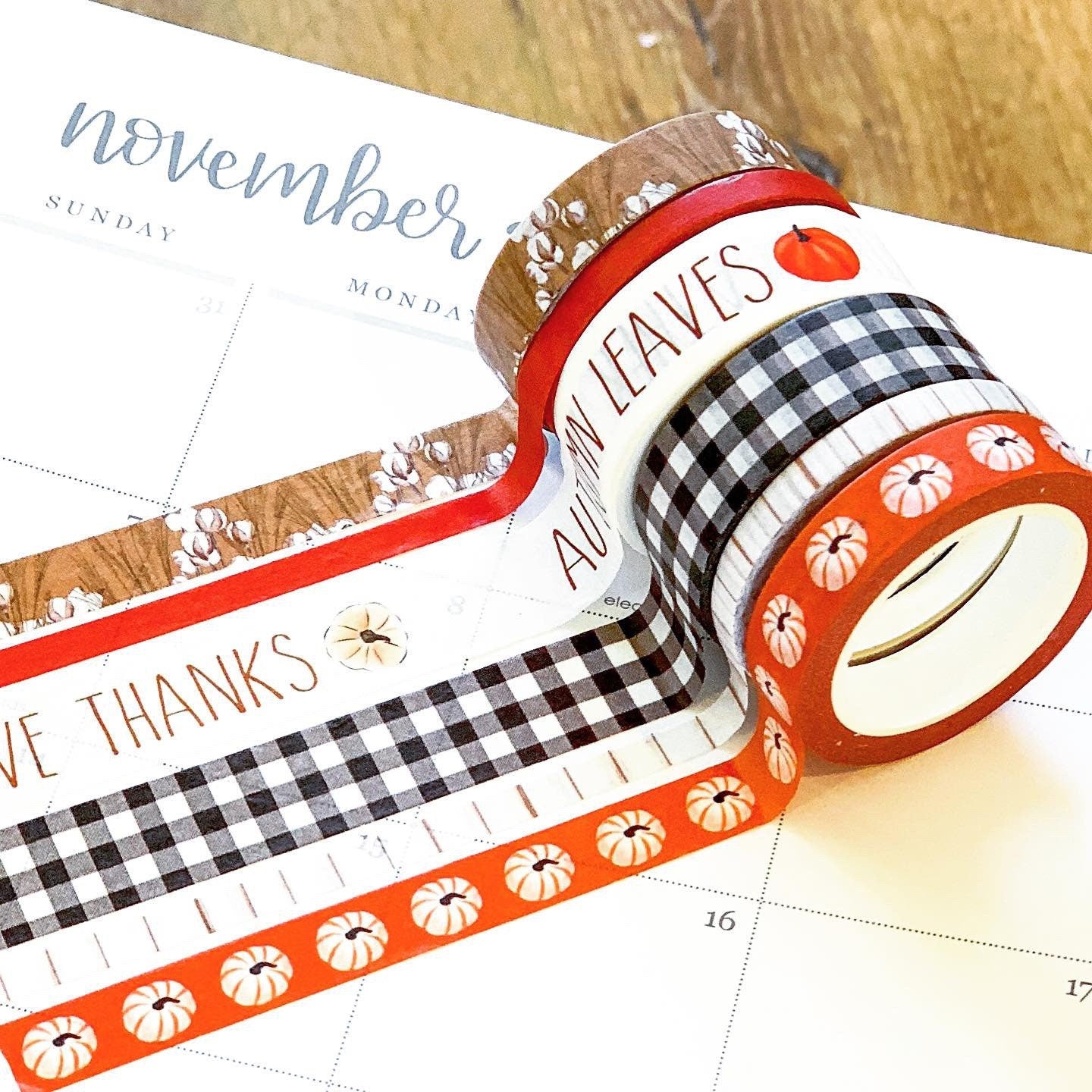 Fall Thanksgiving Buffalo Plaid Autumn Washi Tape Set (#W008)