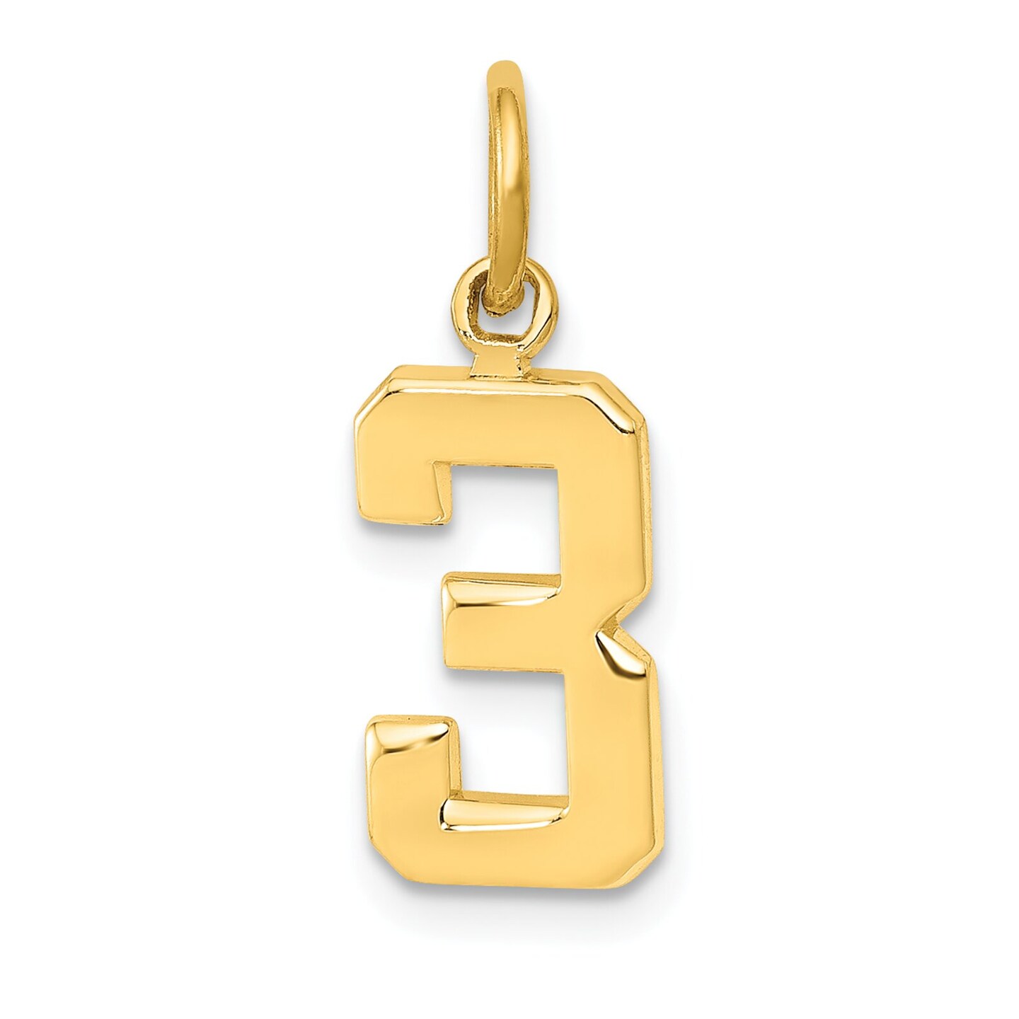 14K Gold Small Polished Number 3 Charm Pendant Jewelry 20mm x 7mm