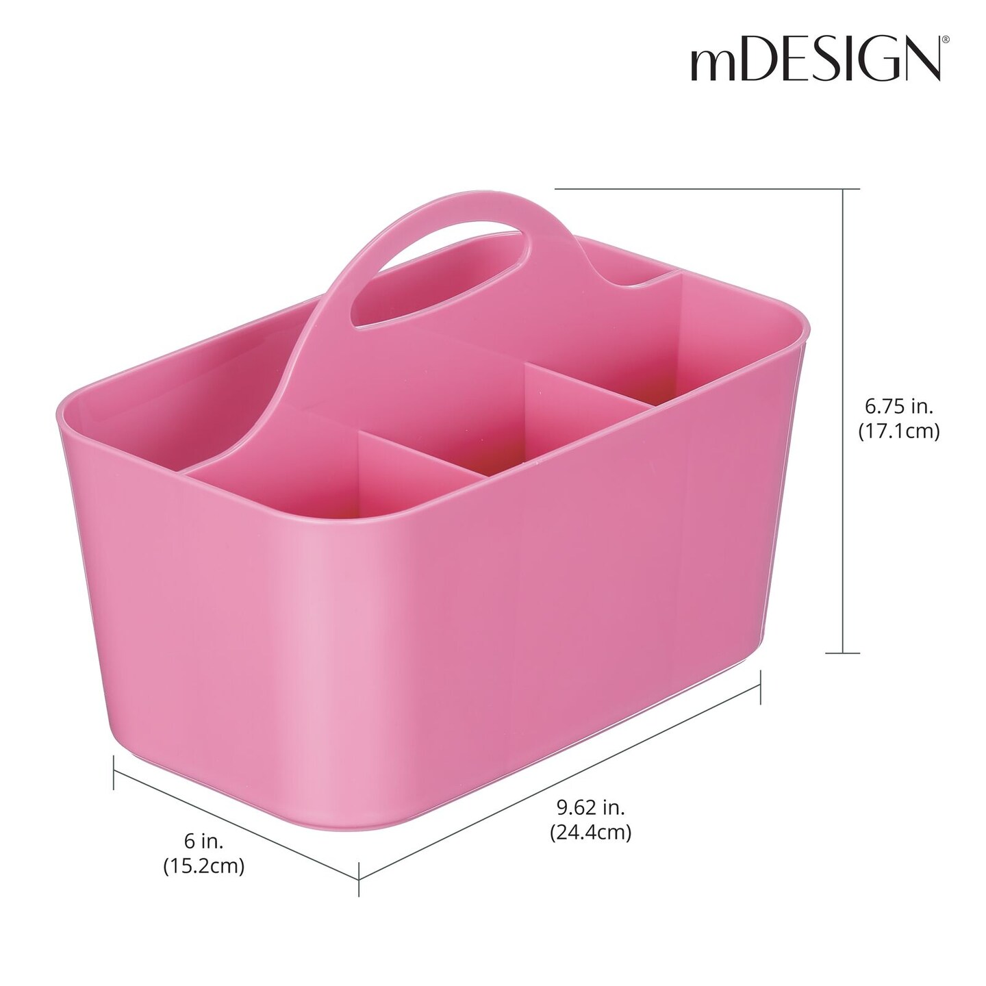 mDesign Plastic Bathroom Storage Organizer Caddy Tote, Small