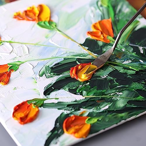 5 Pieces Painting Knives Stainless Steel Spatula Palette Knife Oil Painting Accessories Color Mixing Set for Oil, Canvas, Acrylic Painting Lightwish