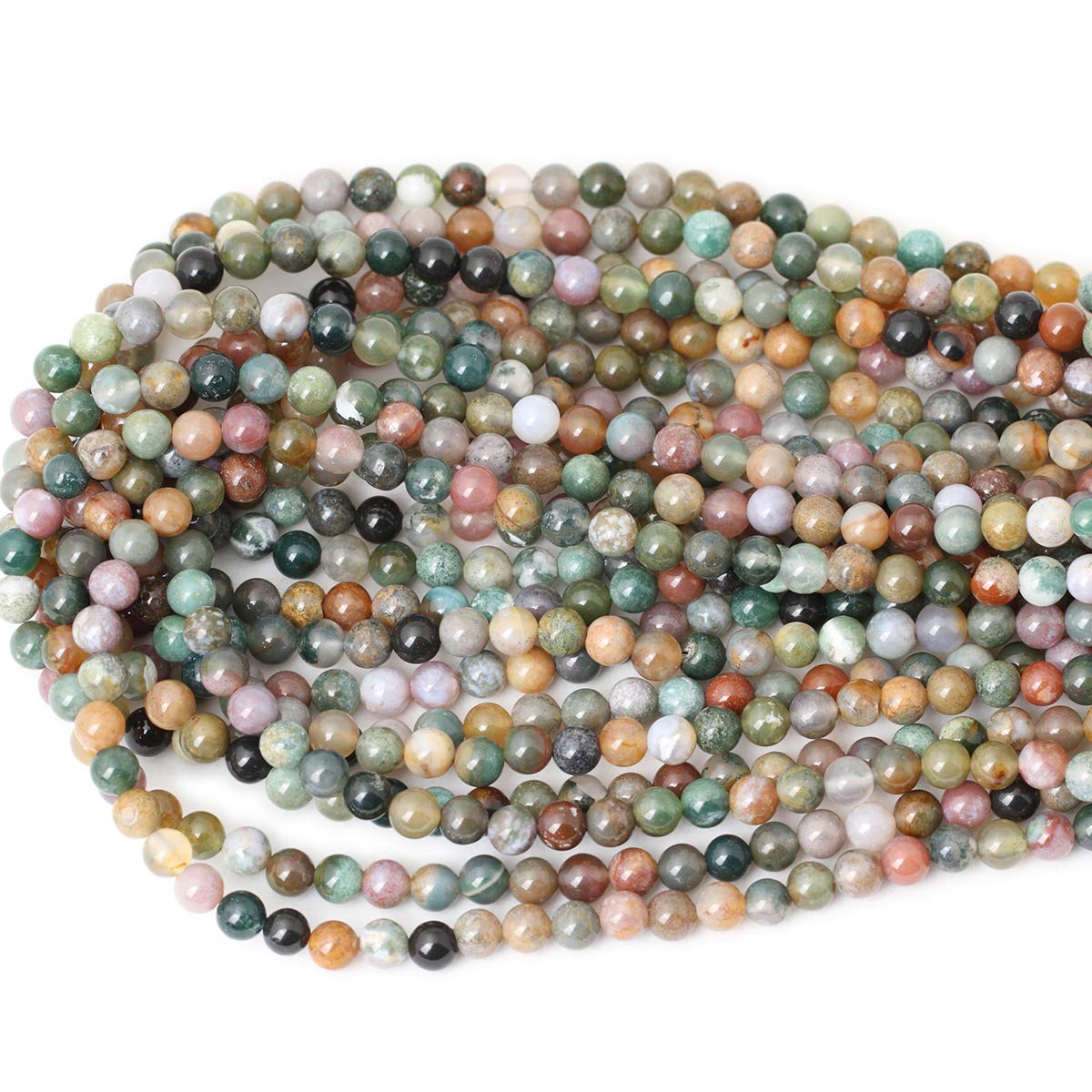 60 Pieces 6mm Natural Indian Agate Gemstone Round Loose Beads for Jewelry Making DIY 1 Strand 15"