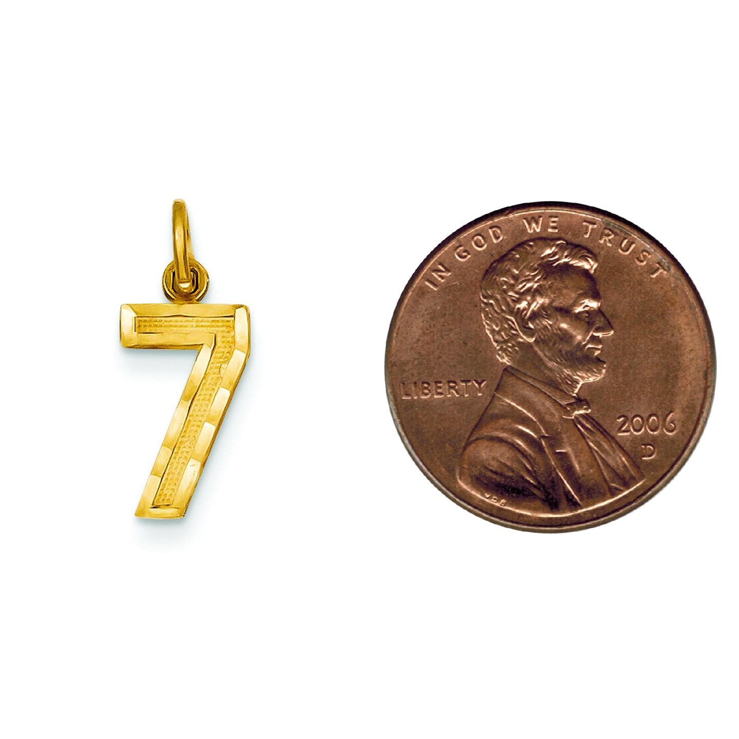 14K Gold Small Number 7 Charm Pendant FindingKing Jewerly 20mm x 7mm