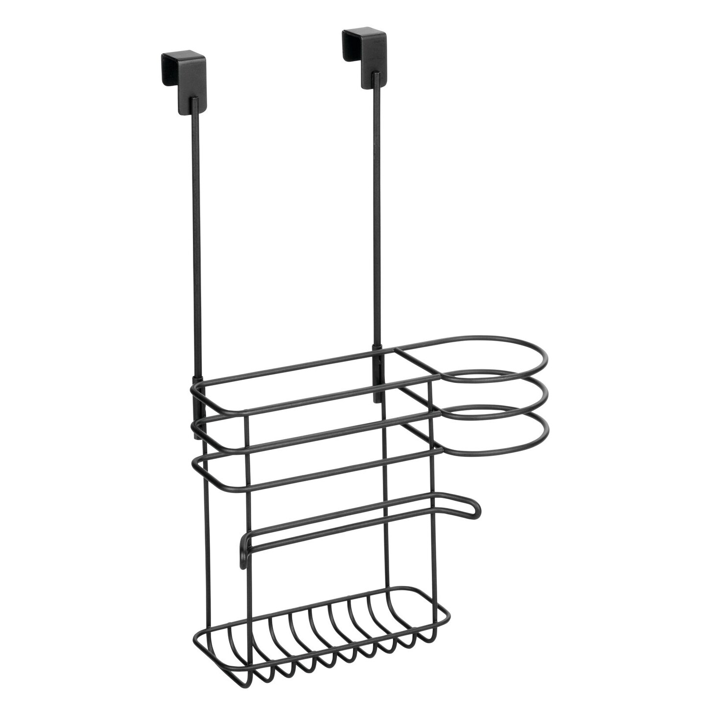 mDesign Metal Bathroom Over Cabinet 2 Section Hair Care Storage Basket