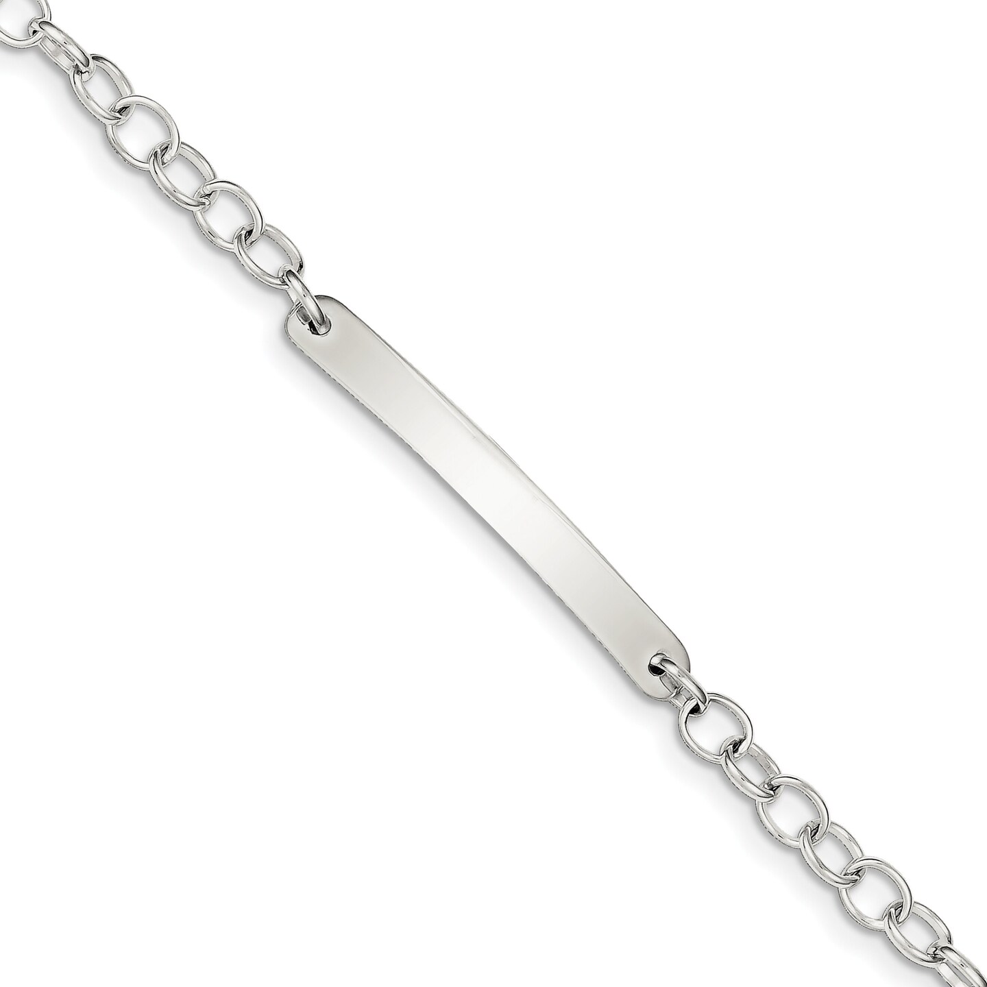 Sterling Silver Oval Fancy Link ID Bracelet 7.5&#x22;