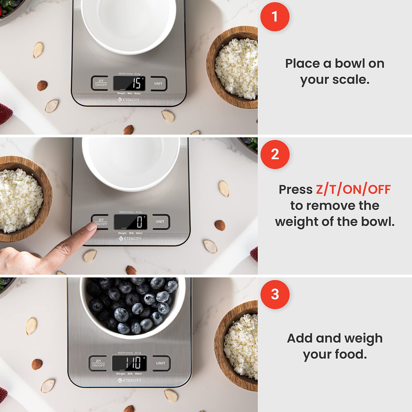 Etekcity Food Kitchen Scale, Digital Grams and Ounces for Weight
