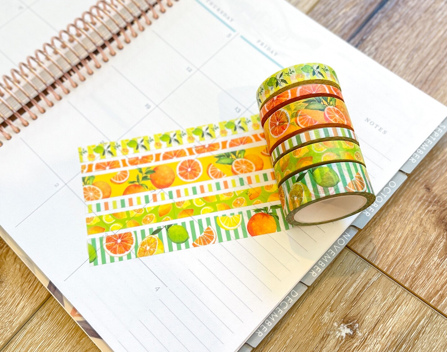 Lemons Limes & Oranges Summer Fruits Citrus Washi Tape Set (#W065)