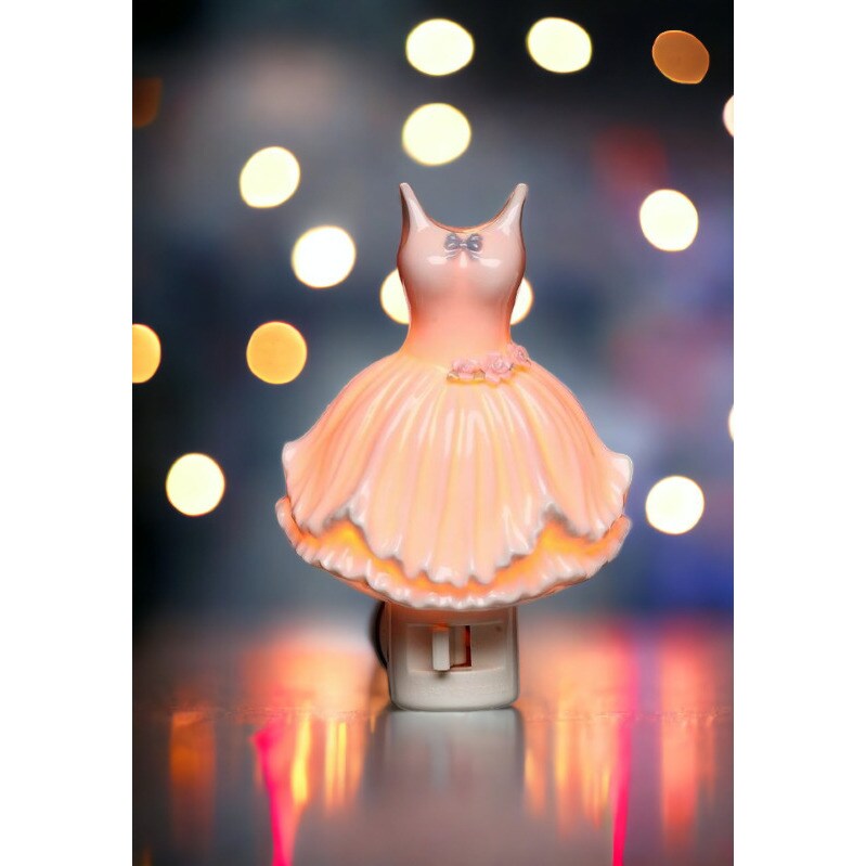 kevinsgiftshoppe Ceramic Ballerina Dress Plug-In Night Light Home Decor