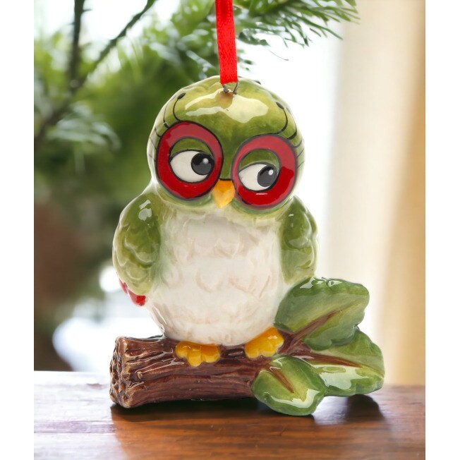 kevinsgiftshoppe Ceramic Owl On The Tree Branch Ornament Home Decor   Kitchen Decor