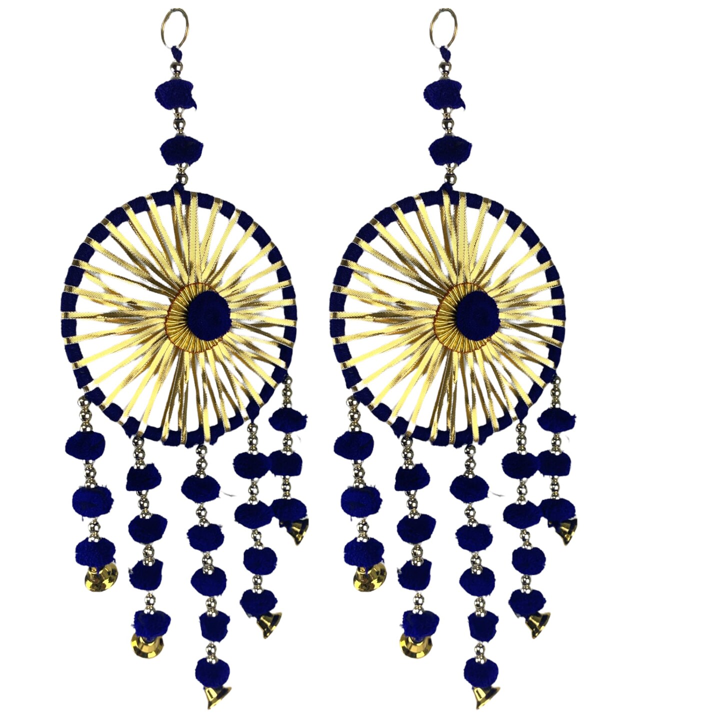 Ring Wall Hanging Woollen Stuffed Rajasthani Traditional Handicraft Set of 2 Wall Art Hanging Wind Chime Decorative Showpiece Diwali Gift Latkan for Home Office Decor