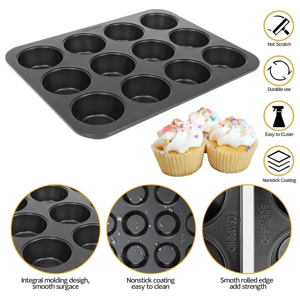 12 Cup Nonstick Steel Mini Muffin Tin Cake Pan Baking Mold for Muffins Cupcakes