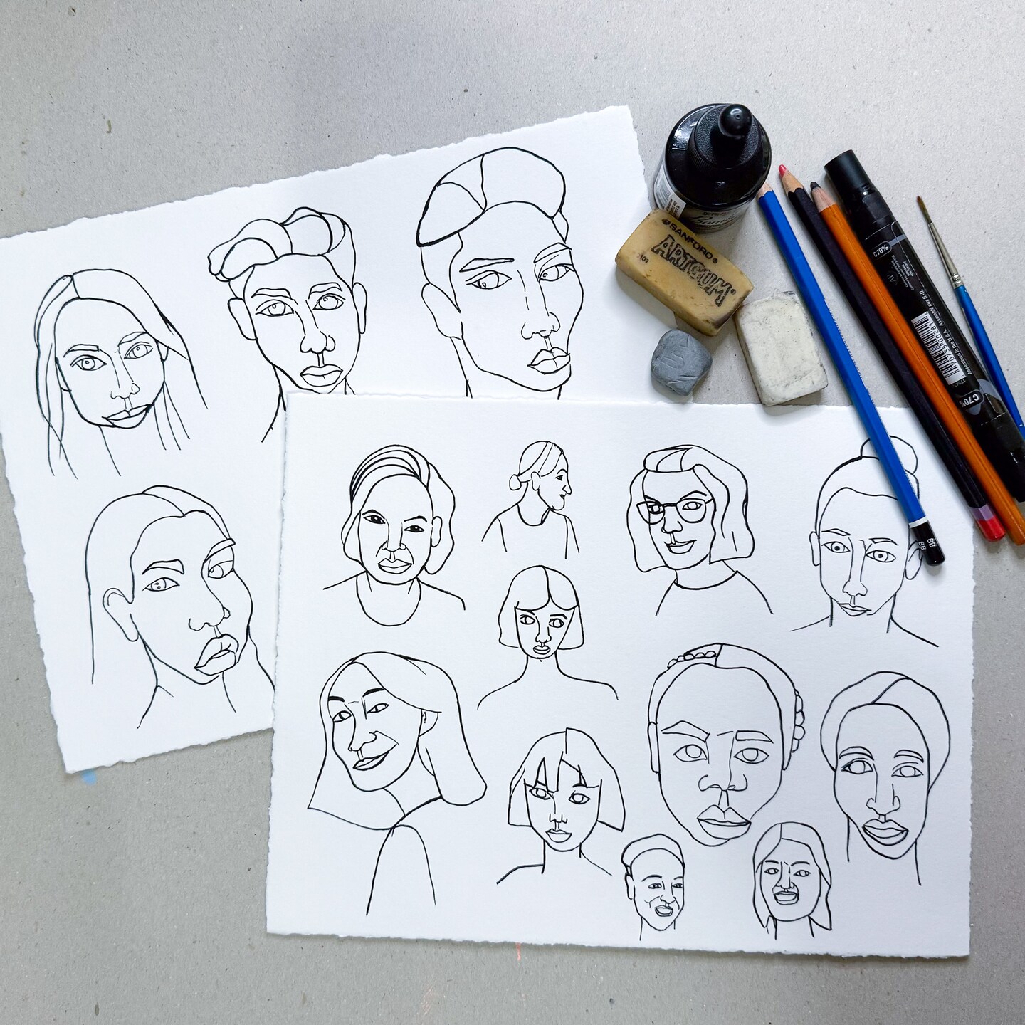 Face Line Drawing Illustrations