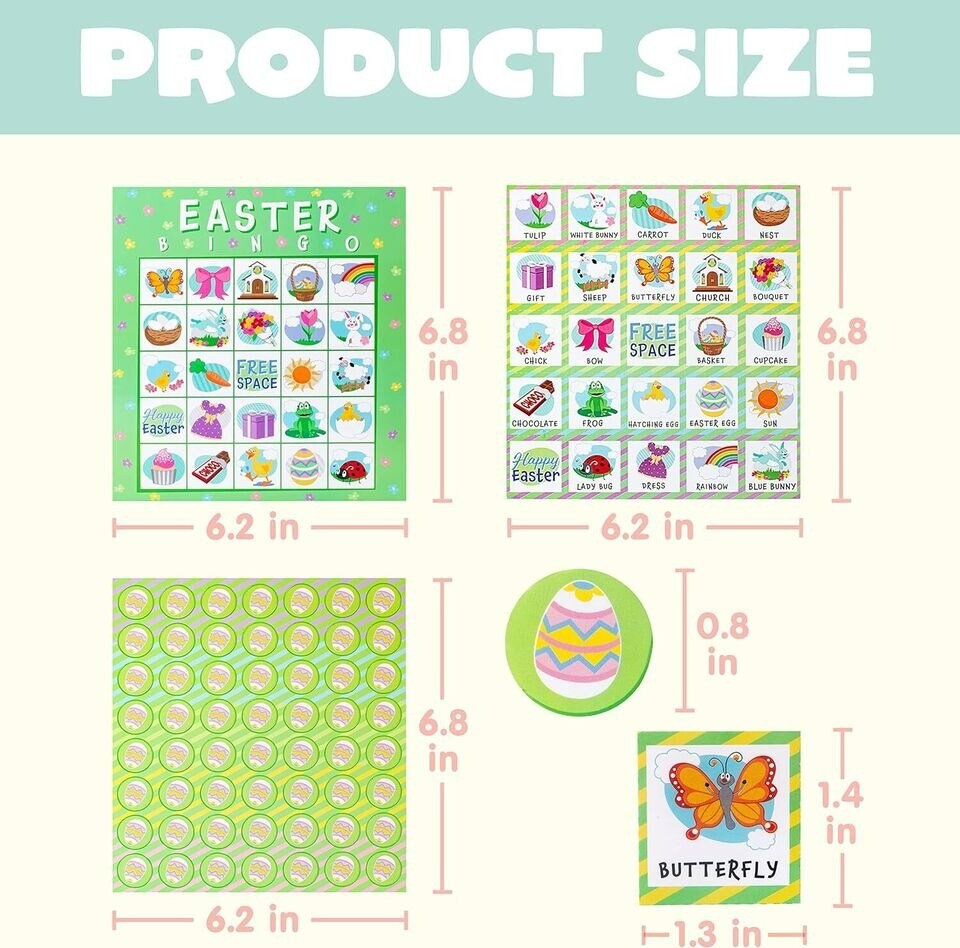 28 Players Easter Bingo Cards (5x5) for Easter Party Goodies Games Kids