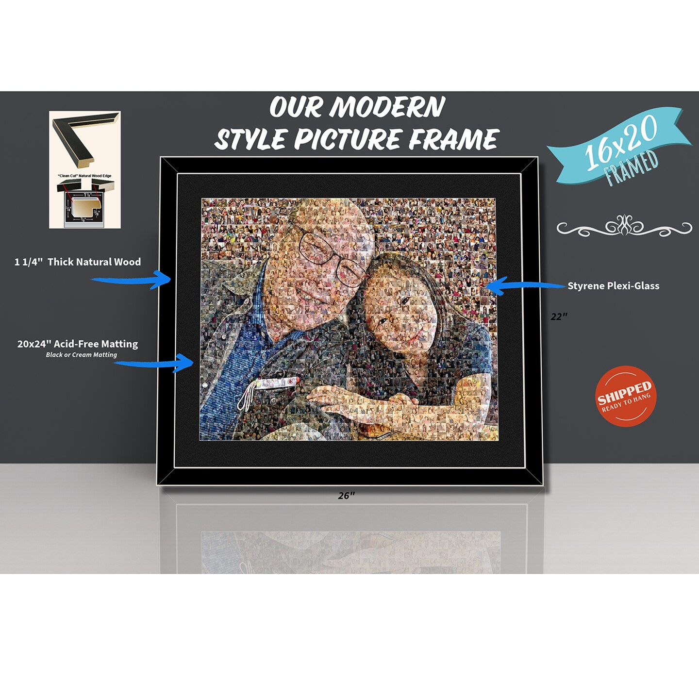 Custom mosaic outlet picture frame