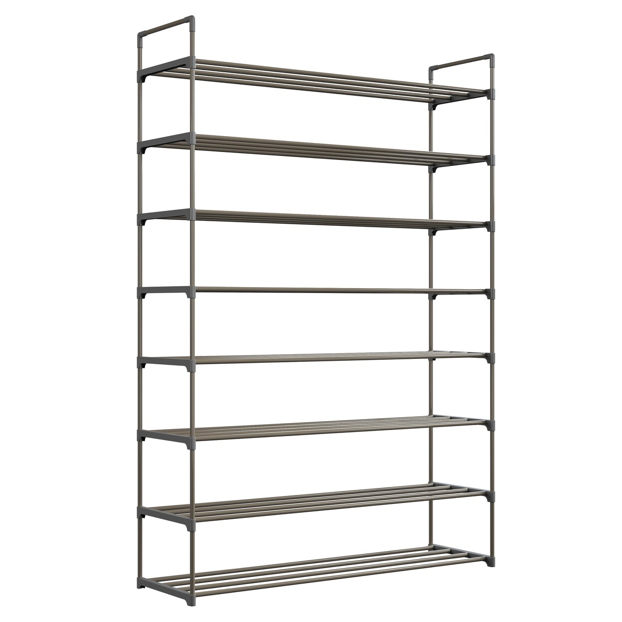 8 Shelf Shoe Rack 48 Pairs 5Ft High Gray Plastic Closet Organizer Storage Solution