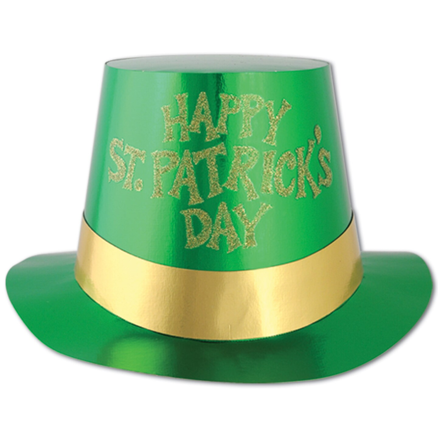 St. Patricks Theme - Glittered St Patrick&#x27;s Day Foil Hi-Hat - Pack of 25