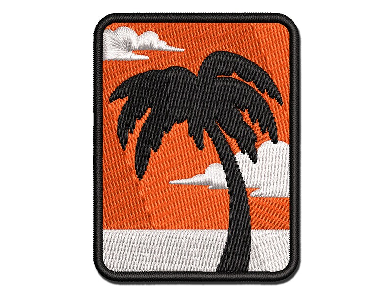 Palm Tree Tropical Solid Multi-Color Embroidered Iron-On or Hook &#x26; Loop Patch Applique