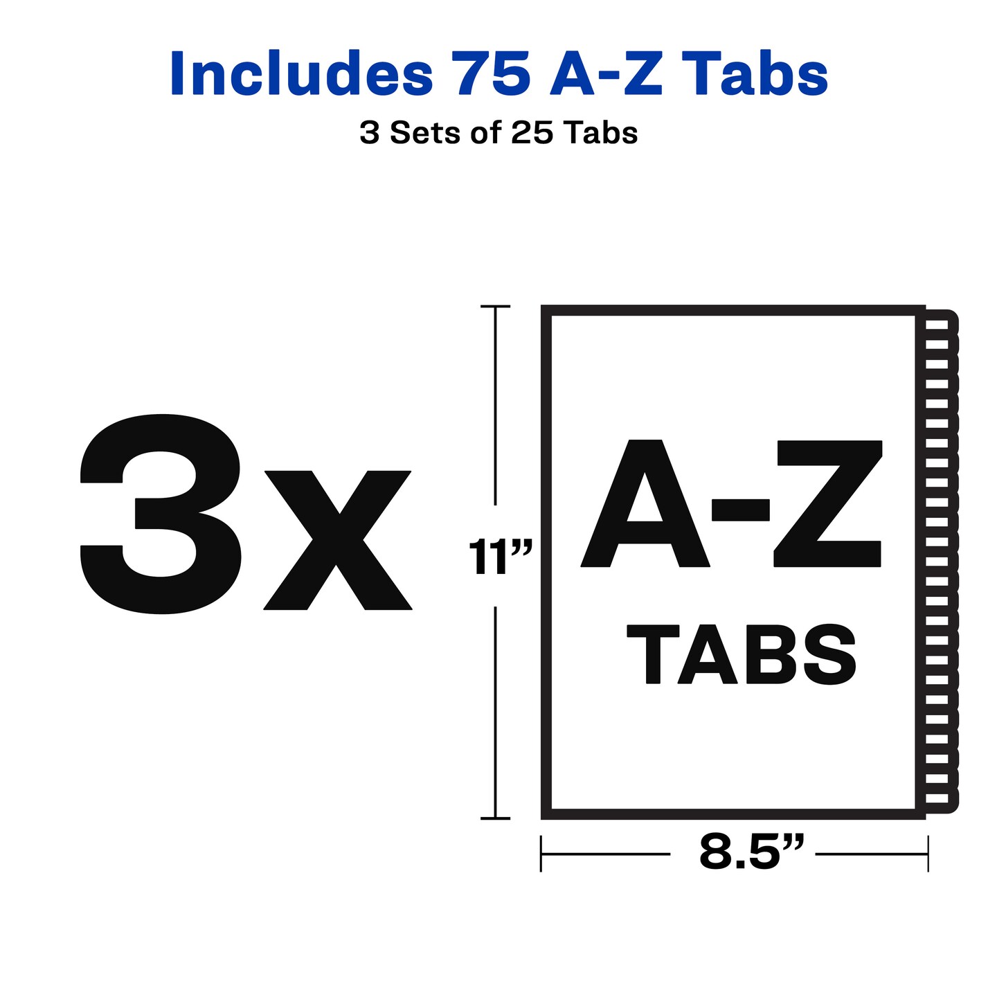 Avery A-Z Dividers for 3 Ring Binders, 25-Tab Sets, Pre-Printed Black Leather Tabs, 3 Binder Divider Sets (21350)