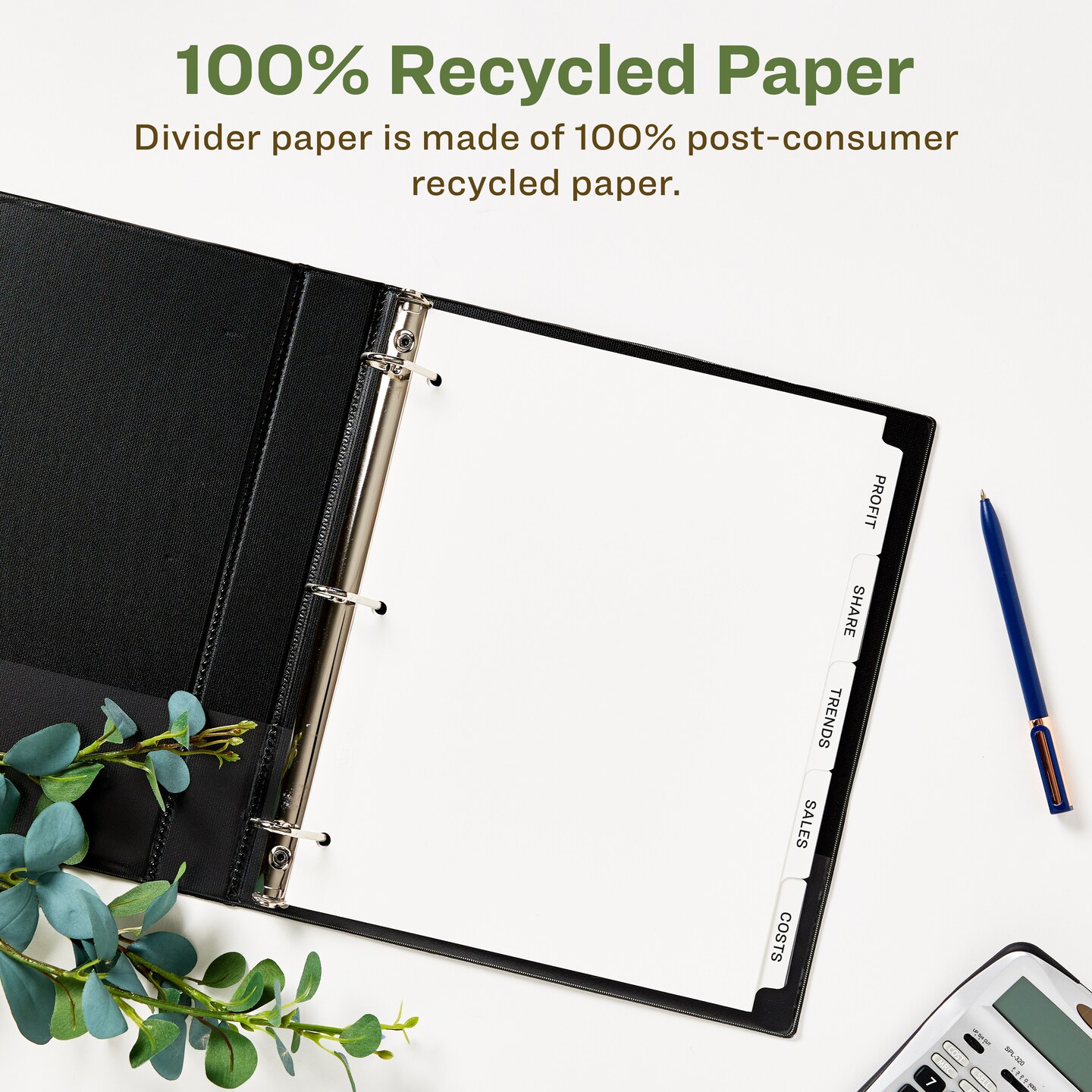 Avery EcoFriendly Recycled Dividers for 3 Ring Binders, 5-Tab, White Tabs, Index Maker Print and Apply Clear Label Strip, 5 Sets for 25 Binder Dividers Total (11580)