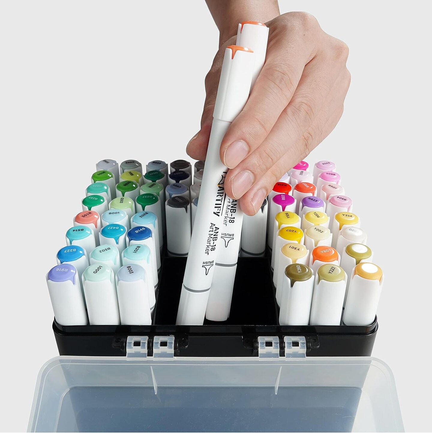 ARTIFY Alcohol Brush Markers, Brush & Chisel Dual Tips Professional Artist Markers, Drawing Marker Set with Carrying Case for Adult Coloring and Drawing Media for Beginner or Experienced Artists