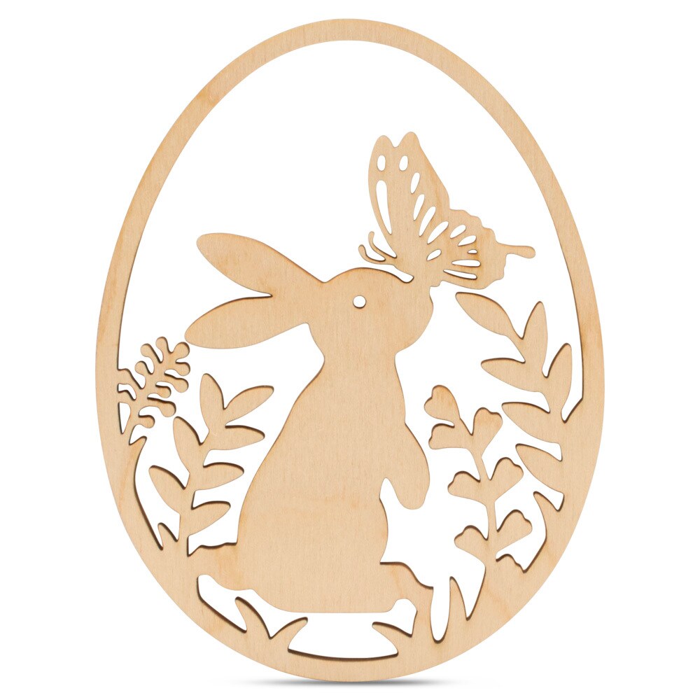 Wood Easter Egg Cutout w/ Bunny Detail 3&#x22;-24&#x201D;, 1/8&#x22; Thick |Woodpeckers