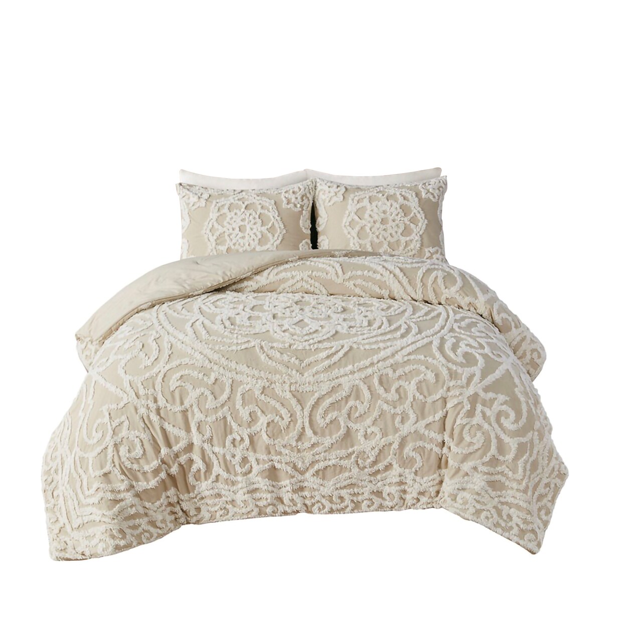 Gracie Mills   Ray 3-Piece Boho-Inspired Tufted Cotton Chenille Medallion Comforter Set - GRACE-11117