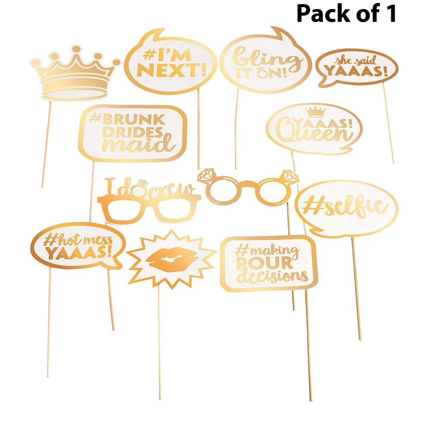 Photo Booth Stick Prop 12 Piece Set - Vibrant Paper Material | MINA&#xAE;