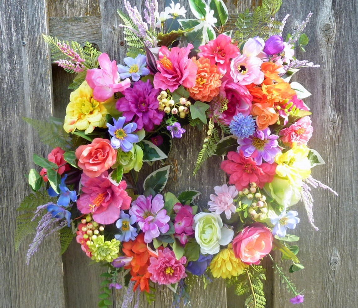 Bright Summer wreath, Spring wreath, Gerbera Daisy wreath