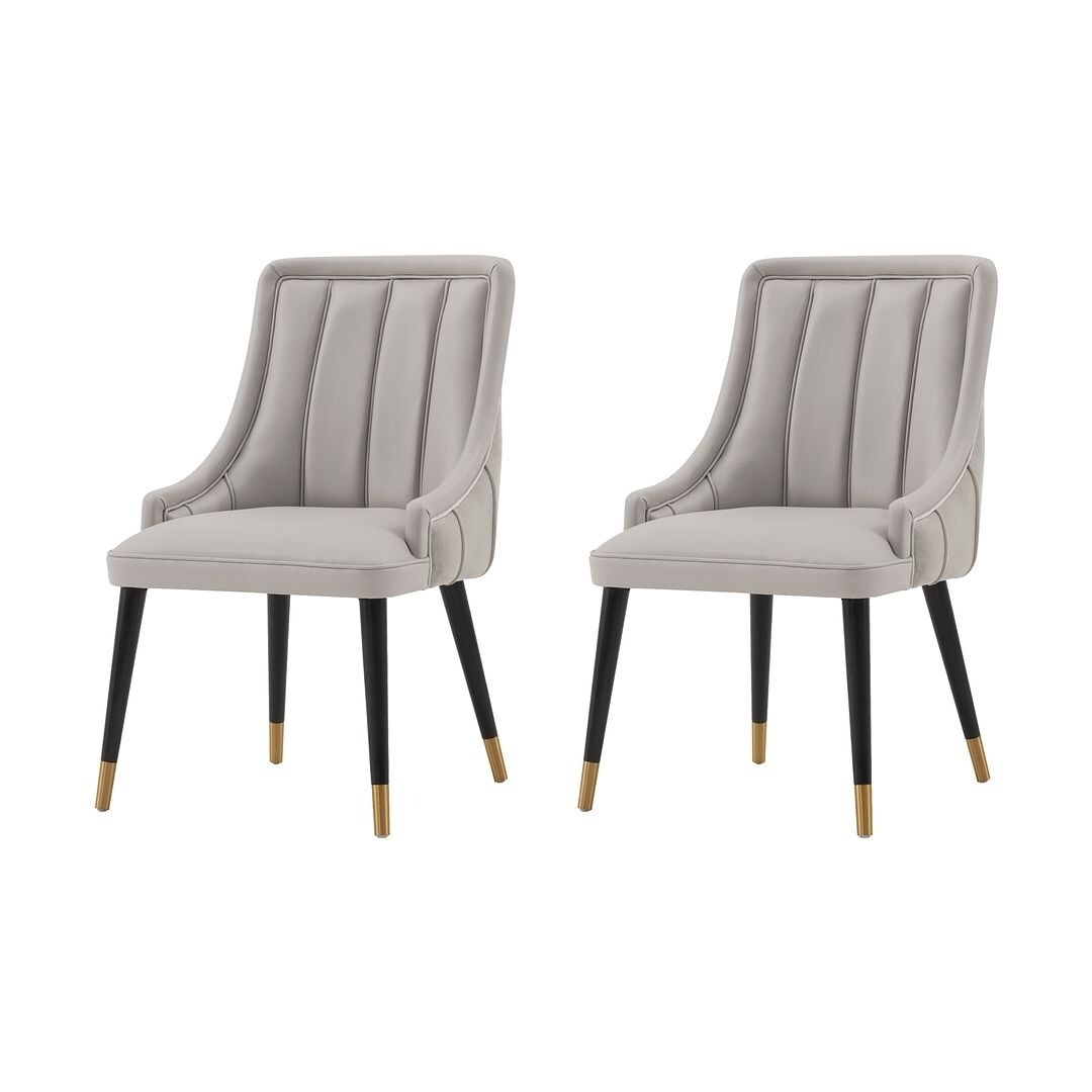 Manhattan Comfort Modern Eda Velvet and Leatherette Dining Chair - Set of 2