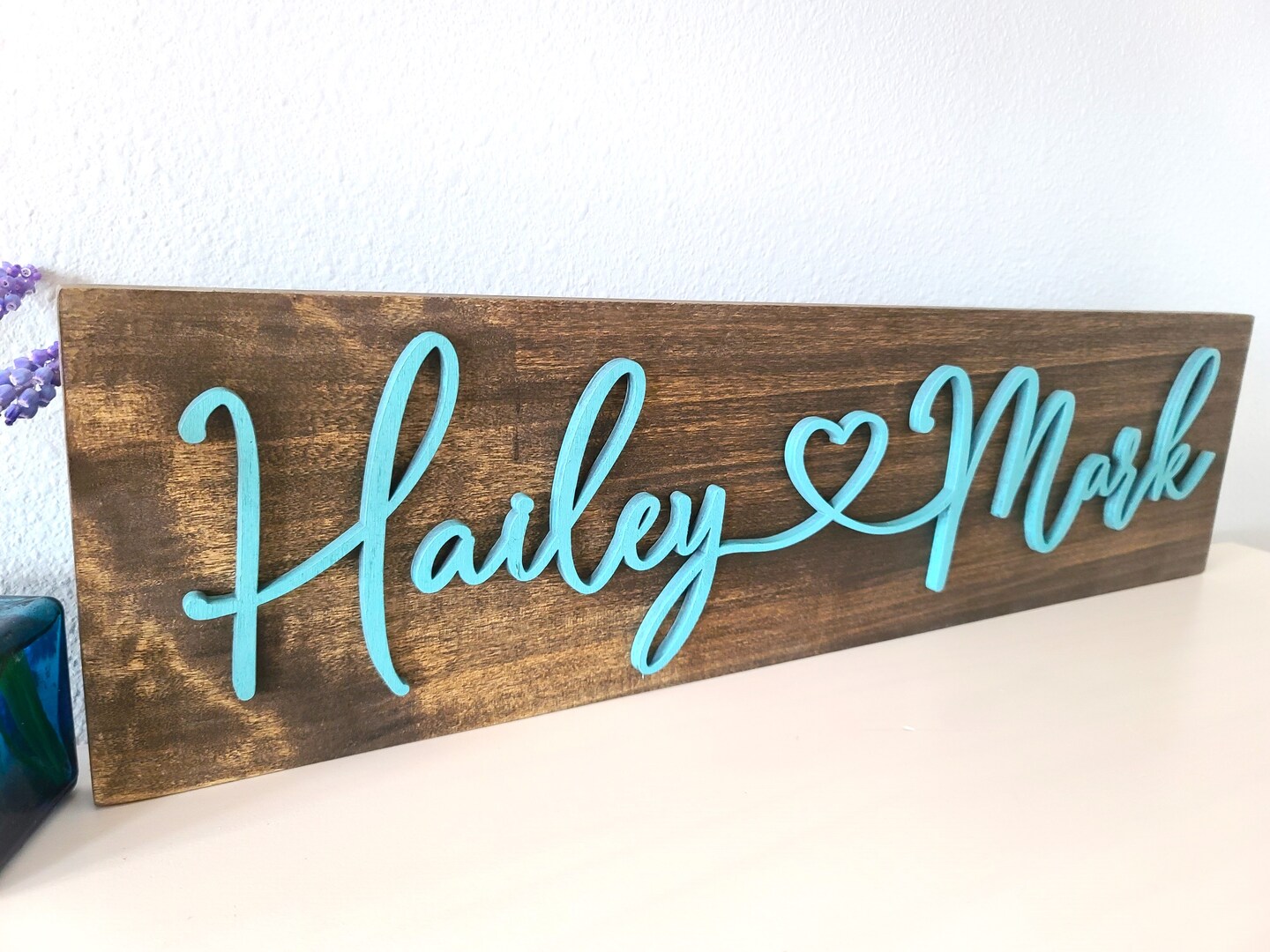 Name signs 3D popular laser cut names, connecting heart, valentines day gifts, home decor wood signs, anniversary gift, couples gift.