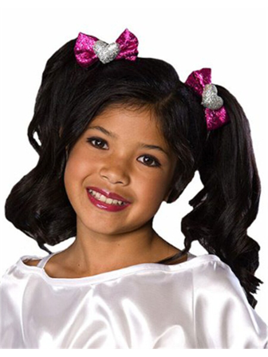 Pink Silver Bratz Costume Accessory Sequin Sparkle Cute Heart Hair Bow Set