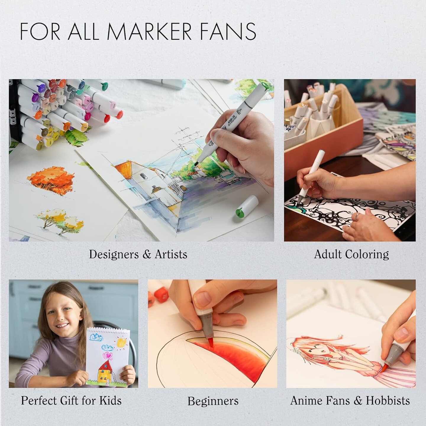 ARTIFY Alcohol Brush Markers, Brush & Chisel Dual Tips Professional Artist Markers, Drawing Marker Set with Carrying Case for Adult Coloring and Drawing Media for Beginner or Experienced Artists