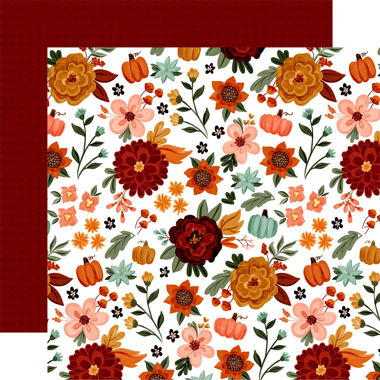Carta Bella Welcome Fall/Autumn Blooms 12 x 12 Double-sided Cardstock Paper