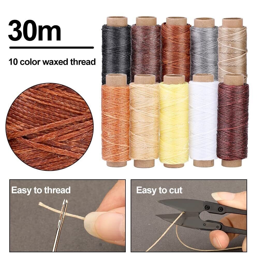 Leather Working Tools Craft Kit Repair Waxed Thread Stitching Punch Sewing Craft