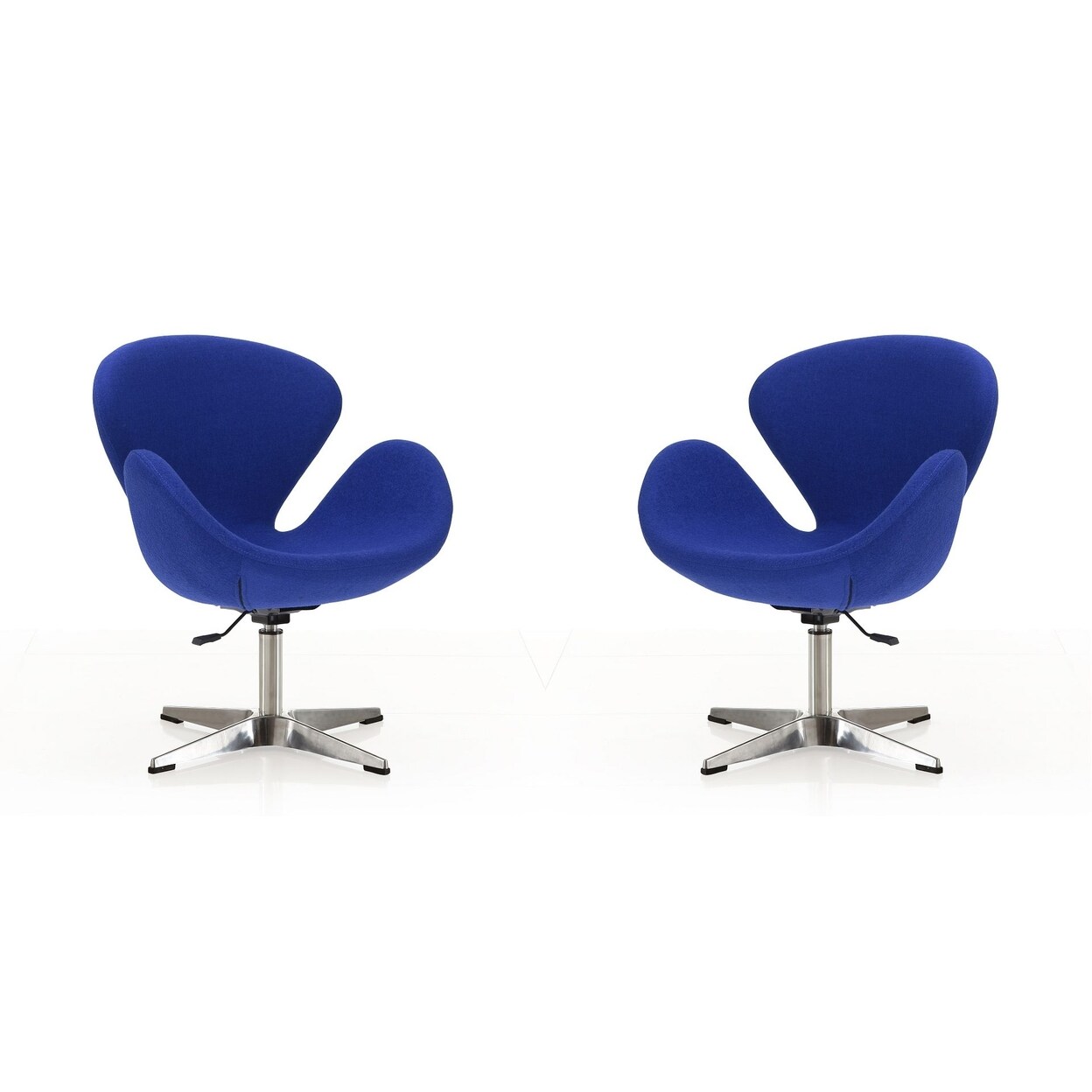 Manhattan Comfort Raspberry Orange and Polished Chrome Wool Blend Adjustable Swivel Chair (Set of 2)