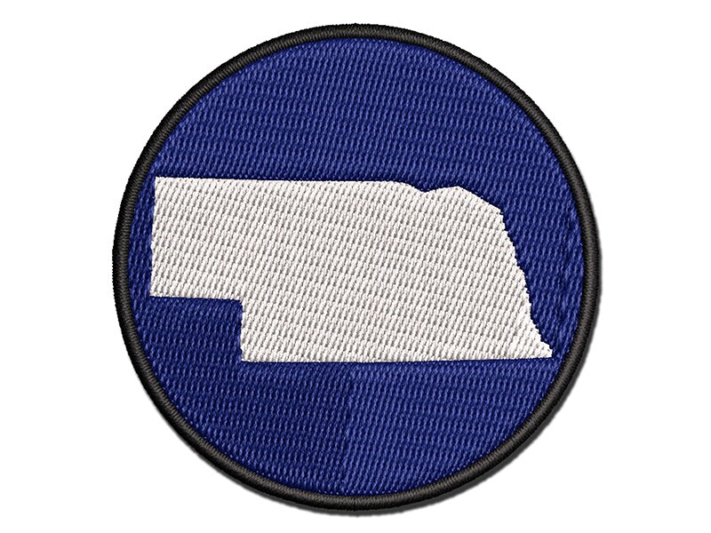 Nebraska State Silhouette Multi-Color Embroidered Iron-On or Hook &#x26; Loop Patch Applique