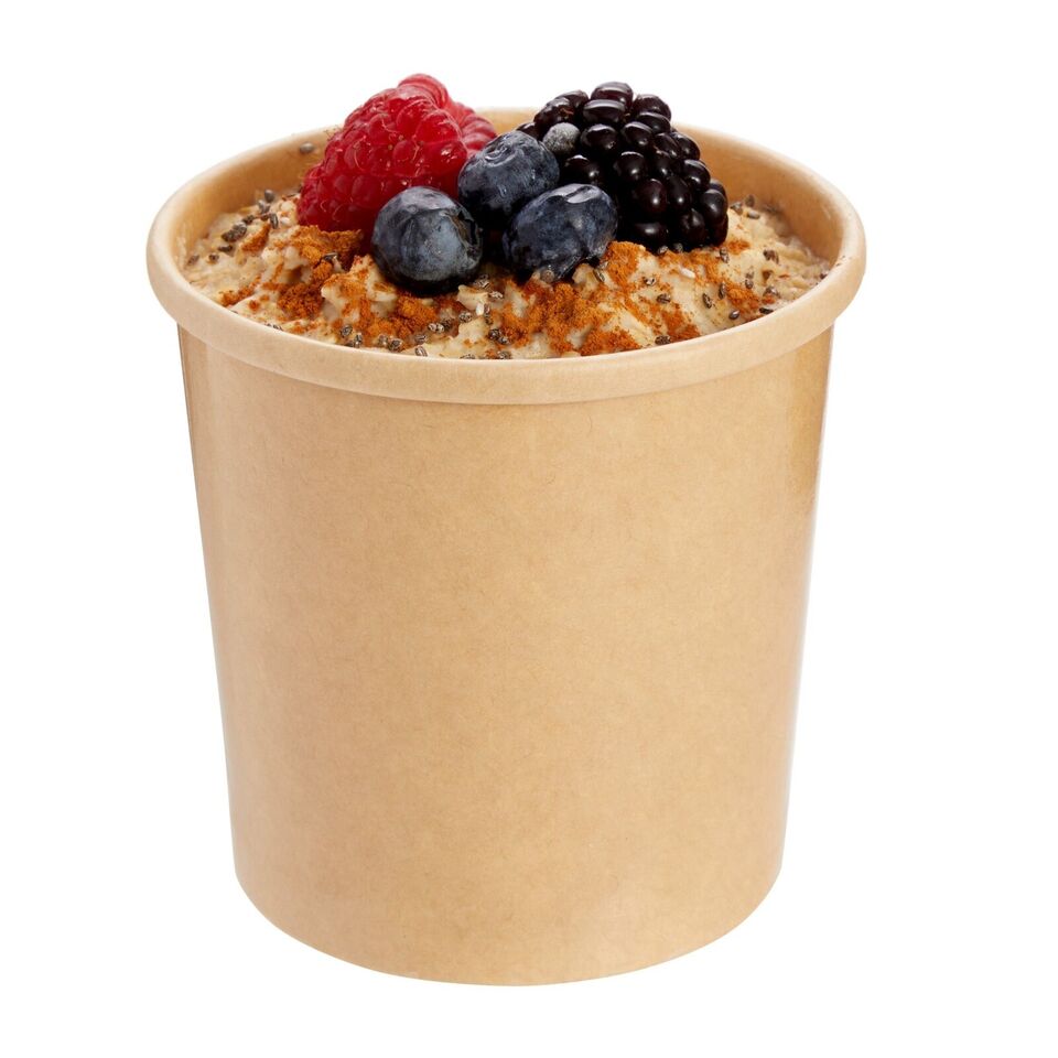 50-Pack 12 oz To Go Soup Containers with Lids, Disposable Paper Bowls (Brown)